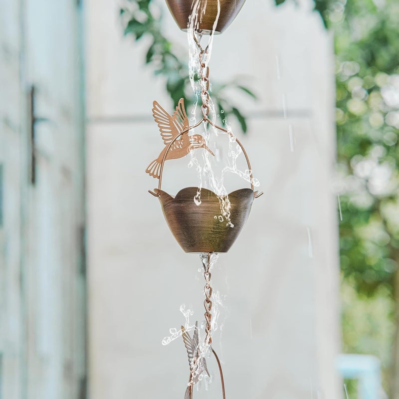 TZSSP Rain Chains Decorative Rain Chain Bell, 8-1/2 Length, Hummingbird - Image 4